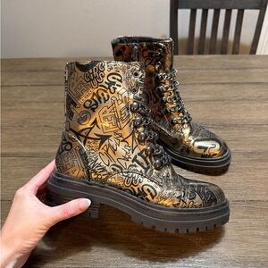 Circus by Sam Edelman Gold Graffiti Combat Boots